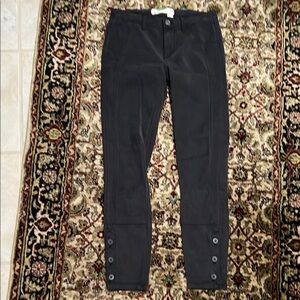 Anthropologie Ribbed Button Ankle Utility Pants Size 25 Black Charcoal